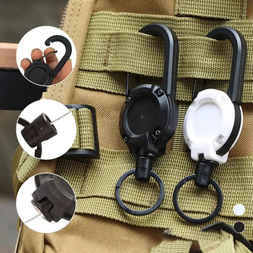 Heavy Duty Retractable Keychain with Steel Wire Reel and Carabiner Clip