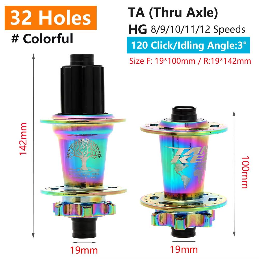 TANKE 120-Click 6-Bearing MTB Hub – 28/32/36H Disc Brake Front & Rear (8-12 Speed)