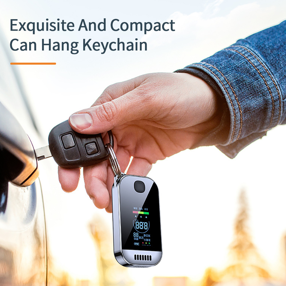 Professional Digital Alcohol Tester Breathalyzer with LCD Display & USB Rechargeable Keychain