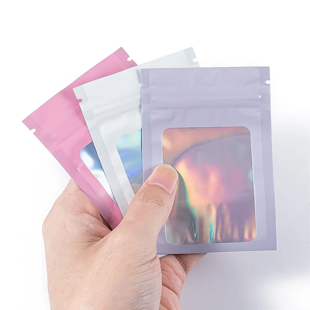 Holographic Laser Mylar Bags – 50 Pcs Smell-Proof Zip Lock Pouches