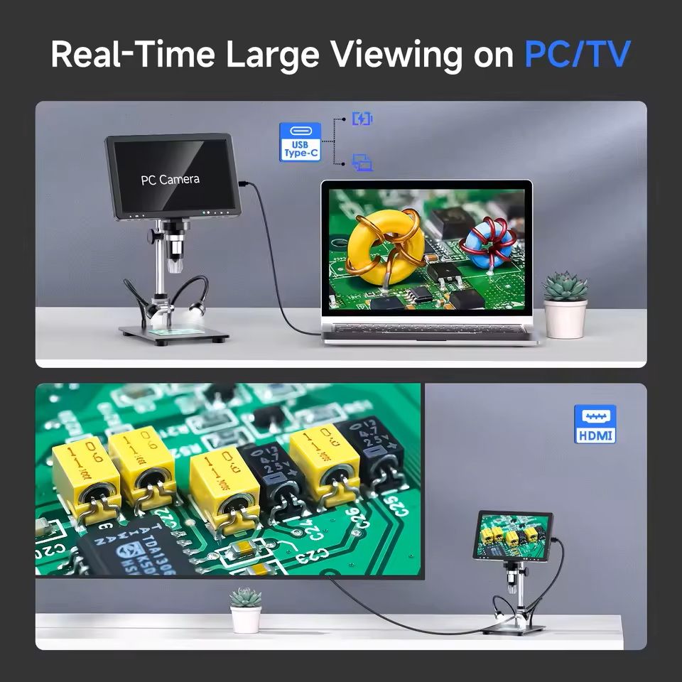 10 Inch HDMI Digital Microscope with 2000X Zoom and 20MP Camera