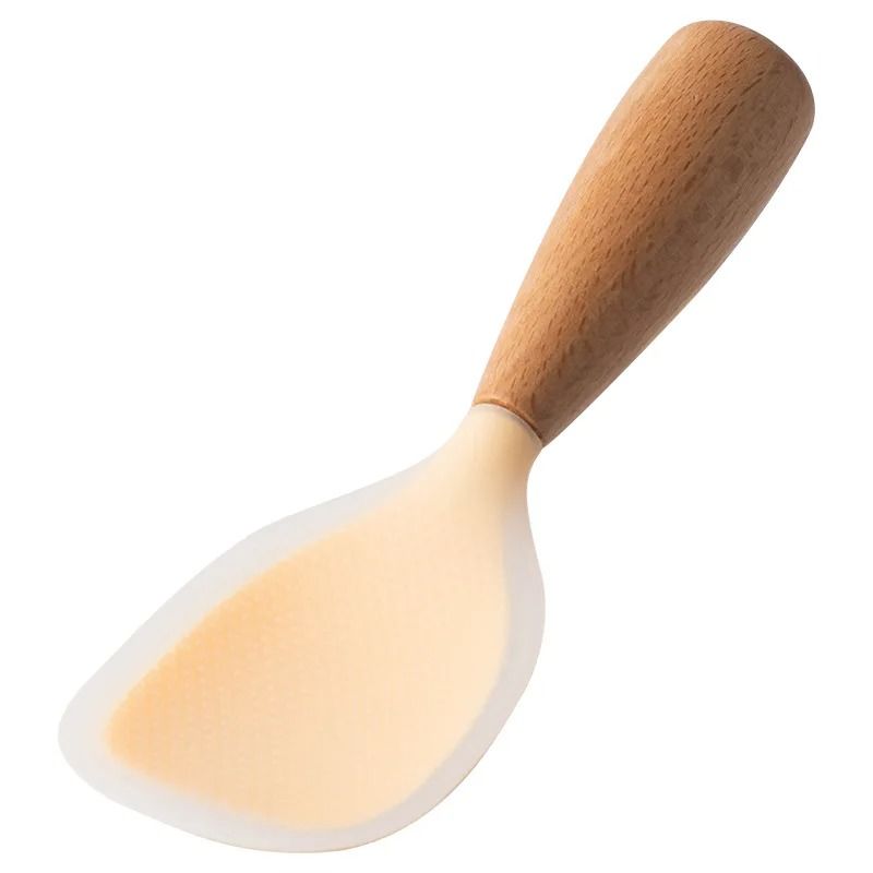 Silicone Cooking Spoon with Wooden Handle Nonstick Heat Resistant Kitchen Tool