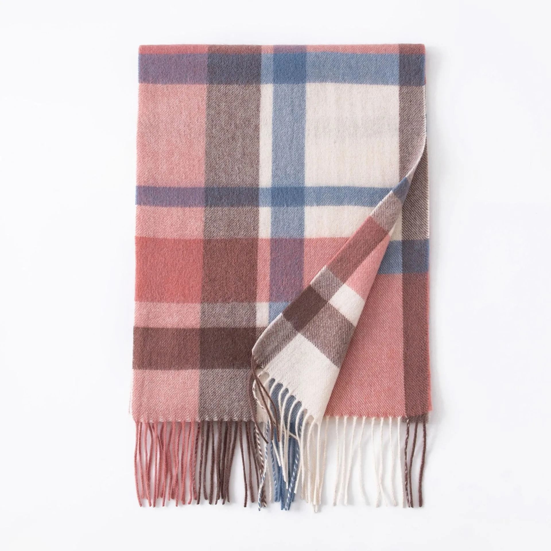 Unisex Wool Winter Scarf Thick Plaid Warm Autumn Wrap