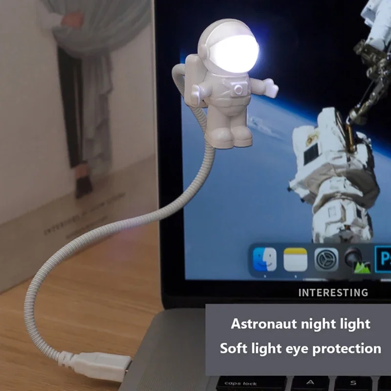 USB Powered Creative White Astronaut Shape Portable Reading Desk Lamp, Ideal for Reading, Working, Night Lighting