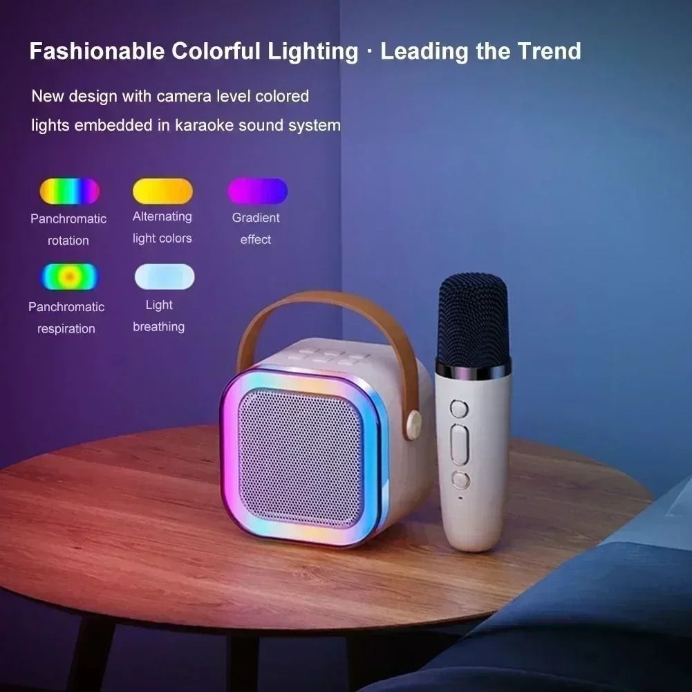Mini Bluetooth Karaoke Speaker with Microphone and RGB Lights