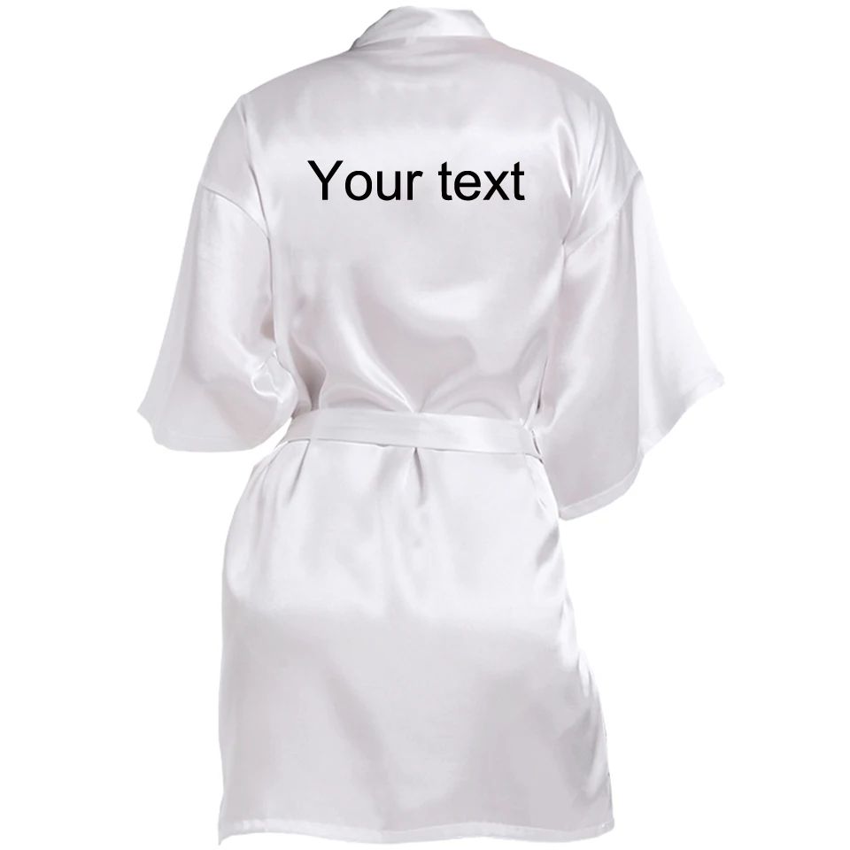 Personalized Faux Silk Bridal Robe with Custom Name & Date – Elegant Bride & Bridesmaid Getting Ready Robe