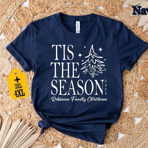 Tis The Season Christmas Shirt Personalized Family Matching Xmas Tree Holiday Tee