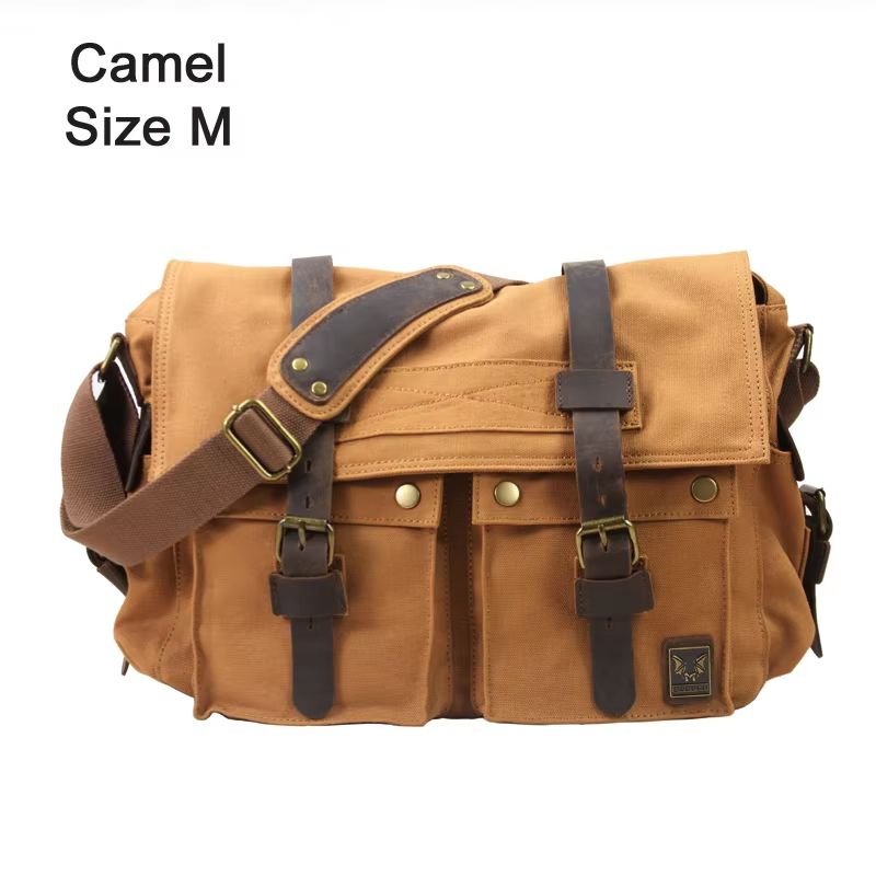 I AM LEGEND Canvas and Genuine Leather Men's Messenger Bag