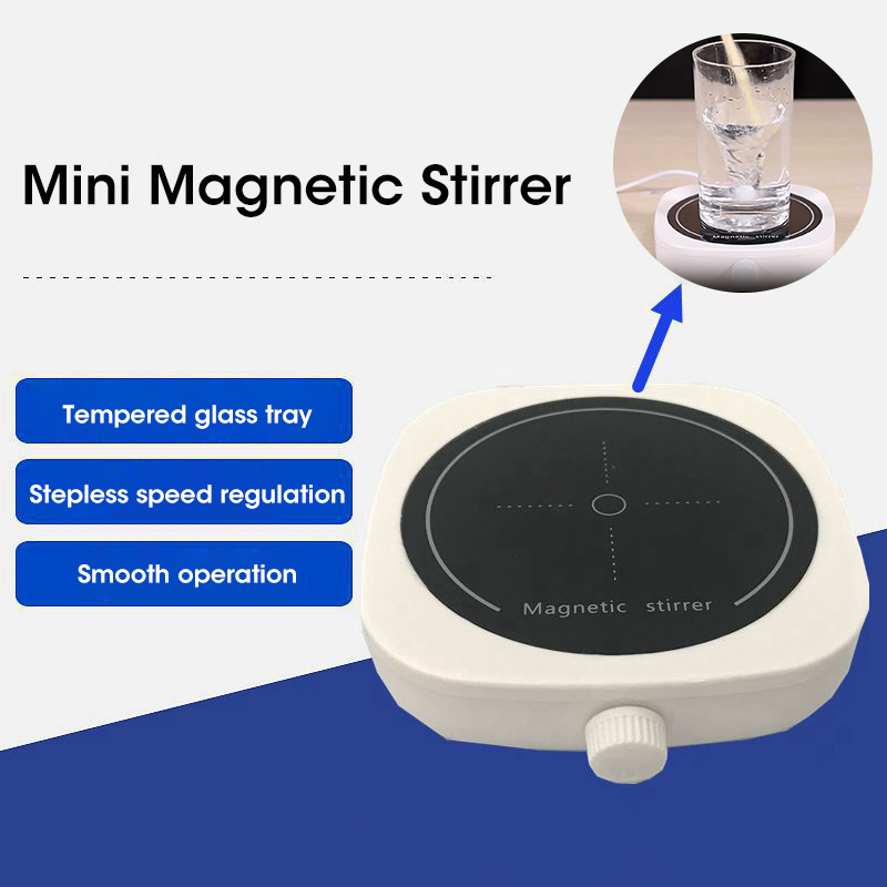 Mini Magnetic Stirrer Plate with Stir Bar for Kitchen Liquid Mixing and Laboratory Use Portable Stir Mixer