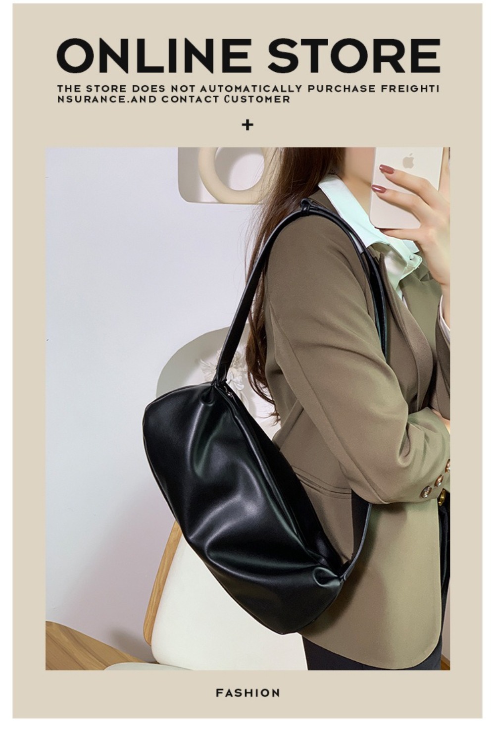 Wide Strap PU Leather Shoulder Bag, Luxury Casual Crossbody Messenger Bag in Half Moon Shape
