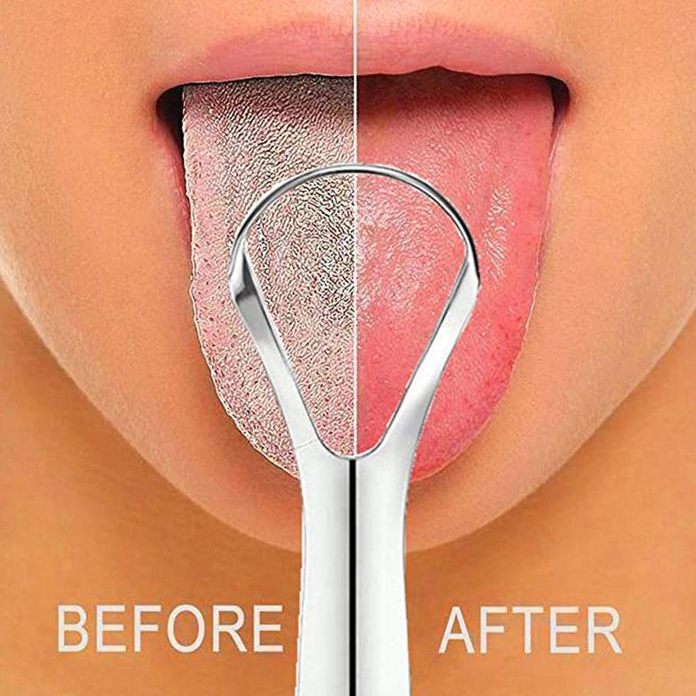 Stainless Steel Tongue Scraper Cleaner Reusable Oral Hygiene Tool Fresh Breath Care