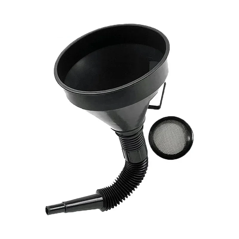 Gasoline Oil Engine Refueling Funnel with Filter, Truck Car Motorcycle Filling Strainer Extension Hose Funnel Tool