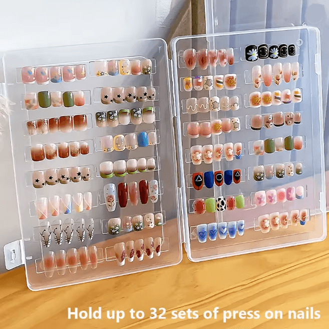 Press On Nail Storage Box Set with Display Sticks and Adhesive Tabs