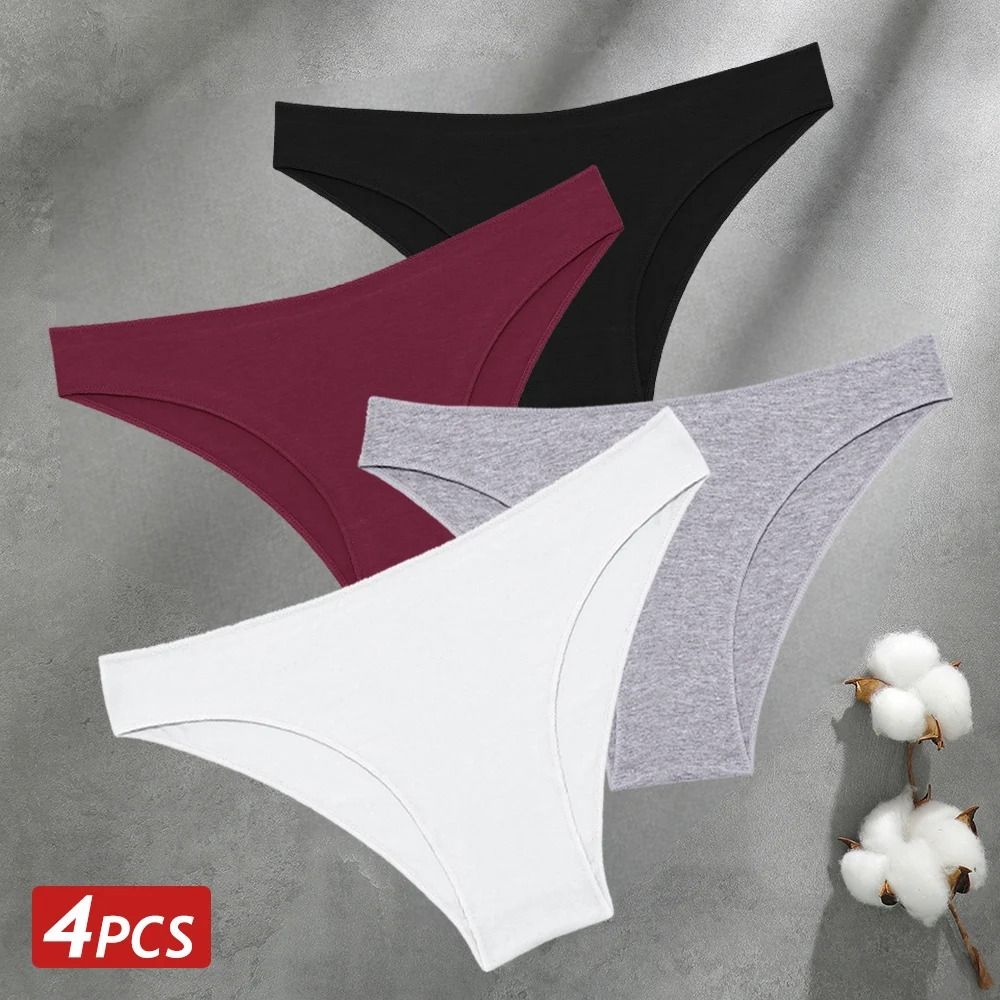 Women Seamless Cotton Panties Set Breathable Low Waist Briefs