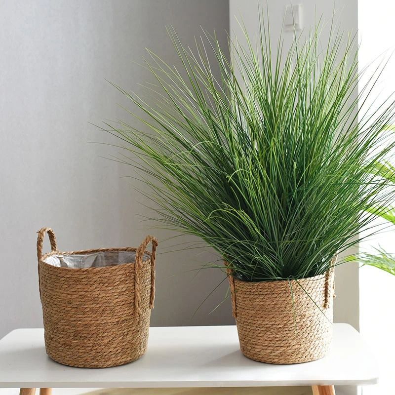 Handmade Straw Woven Basket Planter & Storage Holder