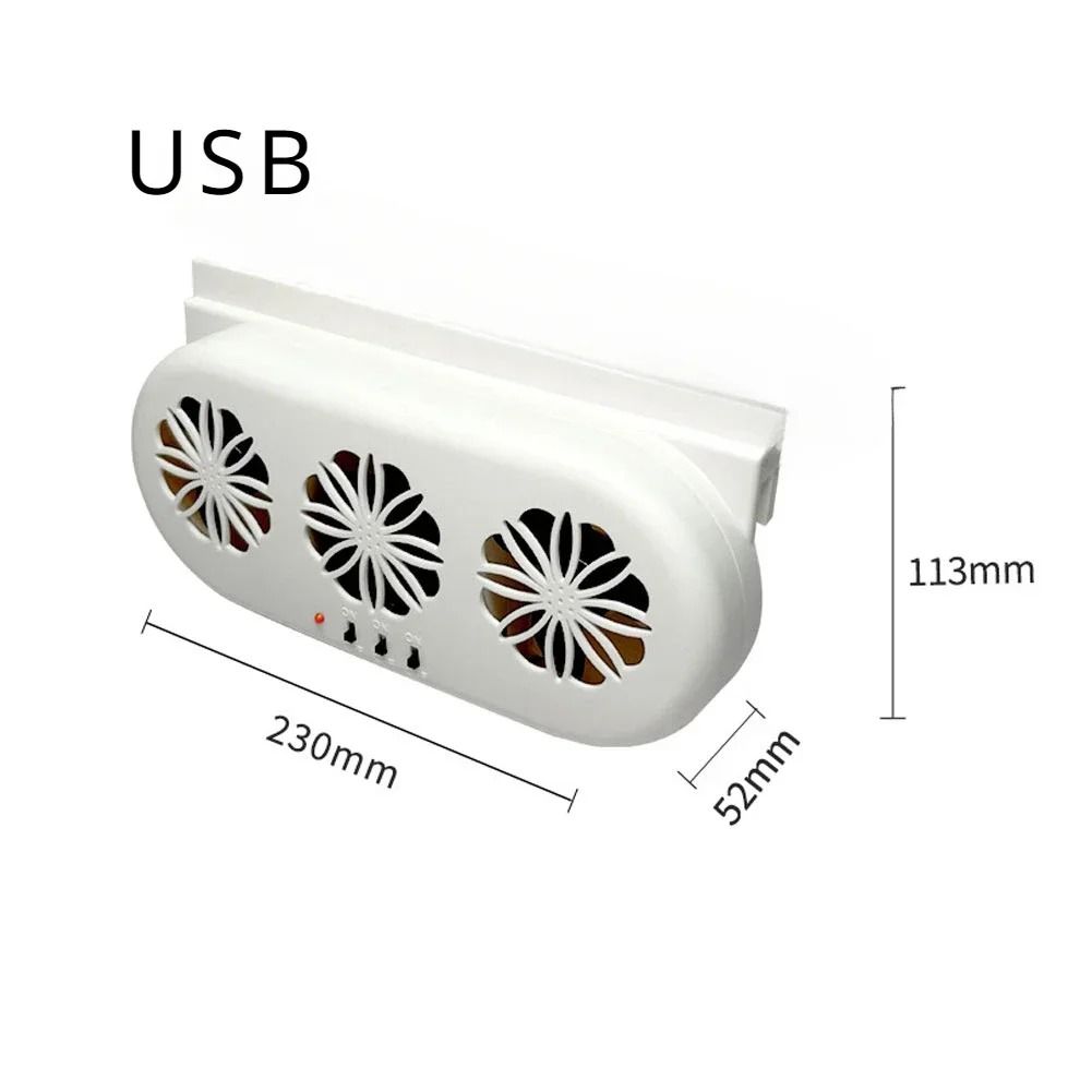 Solar Powered Car Window Exhaust Fan with USB Charging