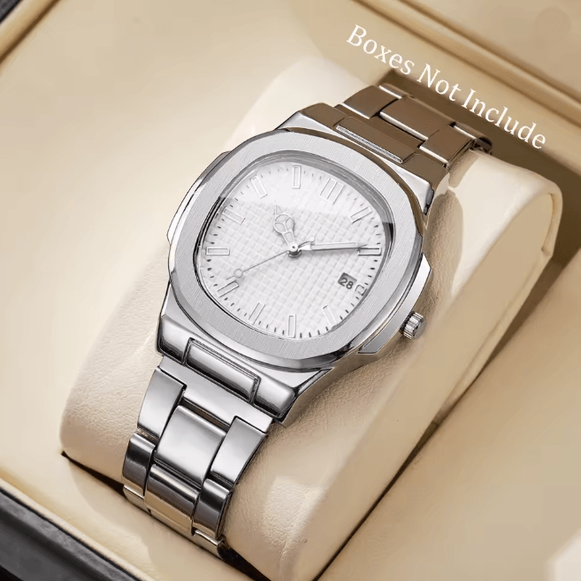 Luxury Square Dial Mens Quartz Watch Stainless Steel Business Style