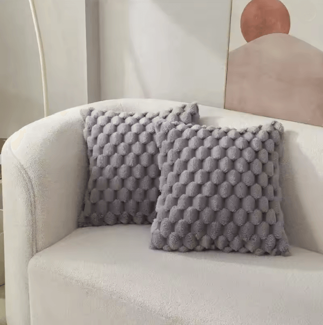 CozyWeave 3D Plush Throw Pillowcase with Pineapple Grid Pattern