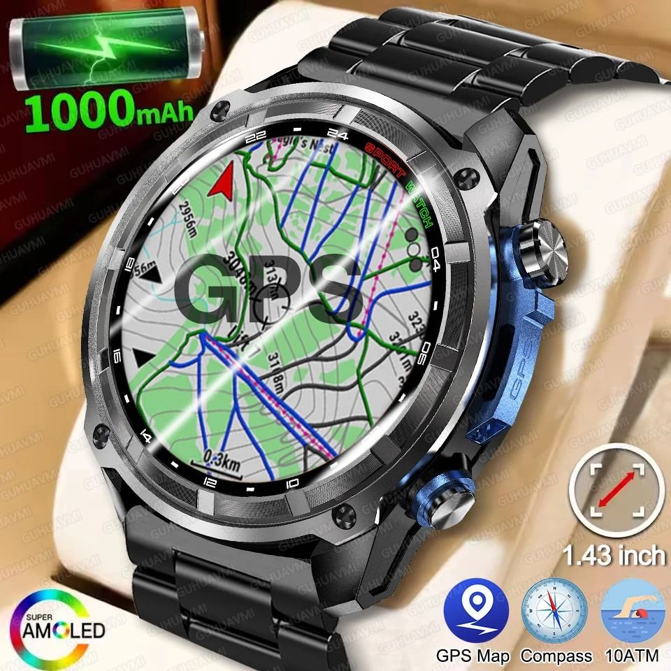 T-Rex 3 Pro GPS Smart Watch – 1000mAh Battery, 4GB Offline Maps & 10ATM – Military Grade Outdoor Sport Watch