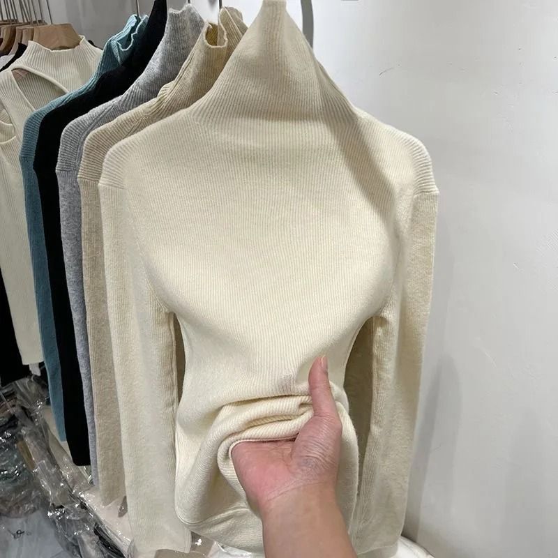 Womens Slim Fit Turtleneck Knitted Sweater for Autumn and Winter