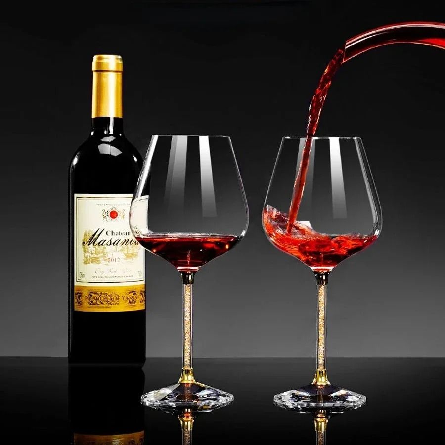 2pcs Luxury Crystal Wine Glass Set Tall Red Wine Glasses for Parties and Champagne