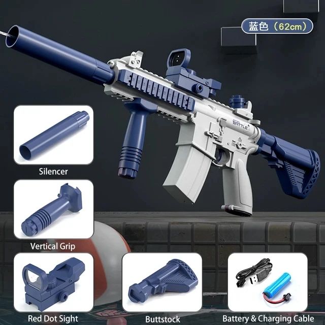 Electric Water Gun with LED Light – Rechargeable Automatic Water Blaster, High-Pressure Continuous Spray
