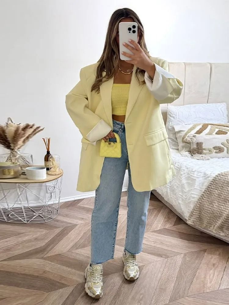 Womens Elegant Office Blazer | Premium 2025 Autumn Single Breasted Jacket & Professional Shoulder Pad Outwear