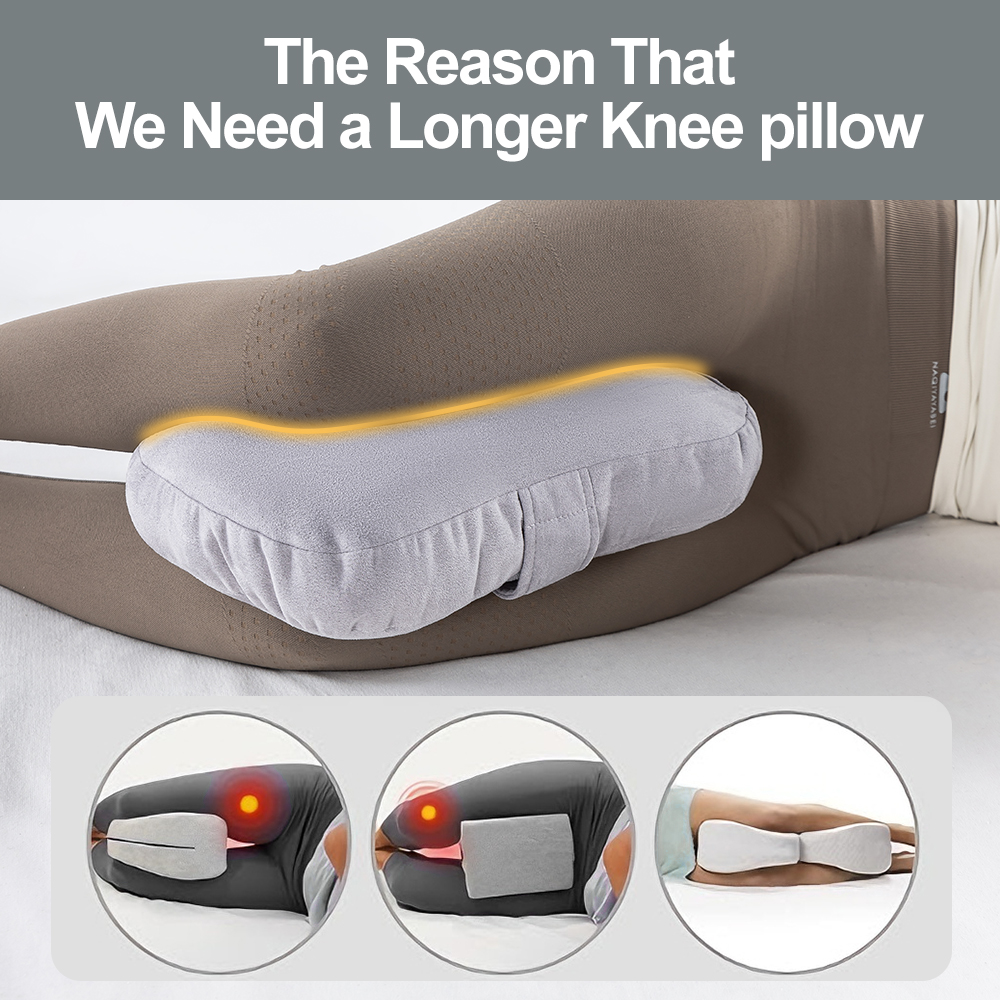 Plush Knee Pillow for Side Sleeper, Support Leg Pillow for Hip & Back Pain, secure bind belt, machine washable cover