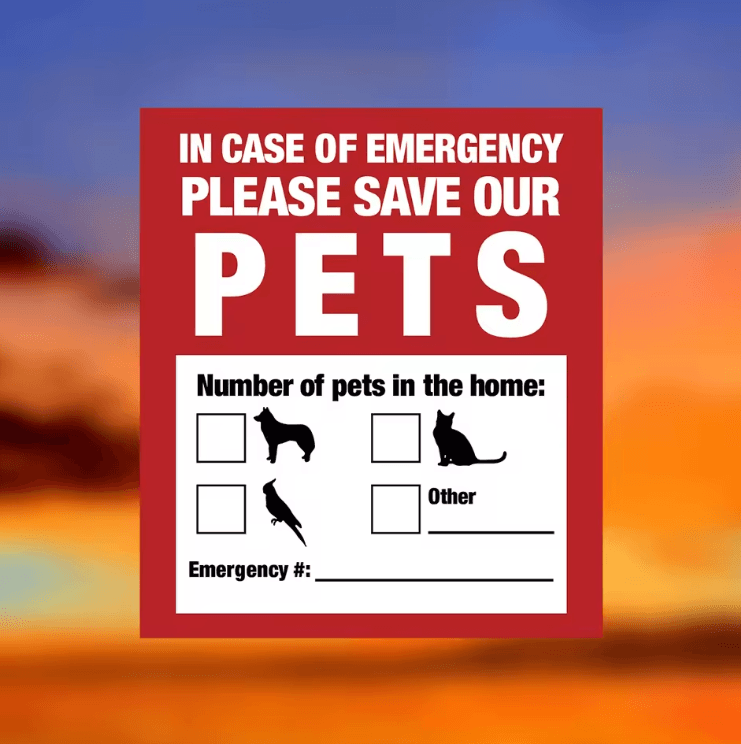 Pet Alert Window Sticker – Emergency Rescue Static Cling Decal (4 Pack)