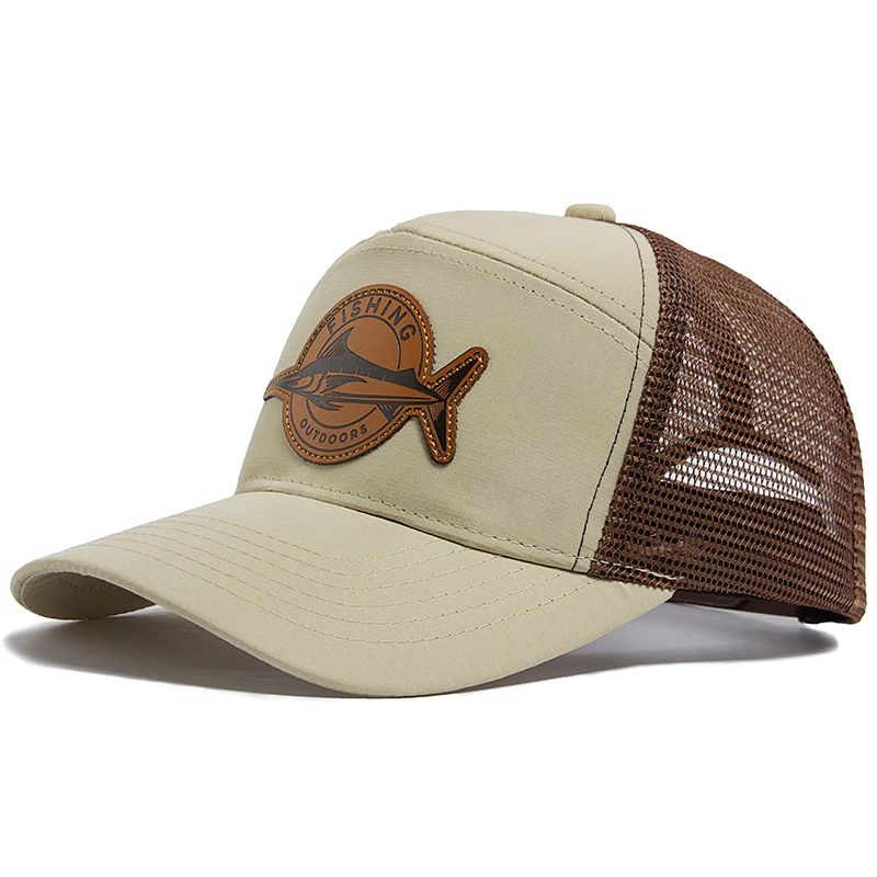 Shark Leather Label 7 Panel Mesh Trucker Cap