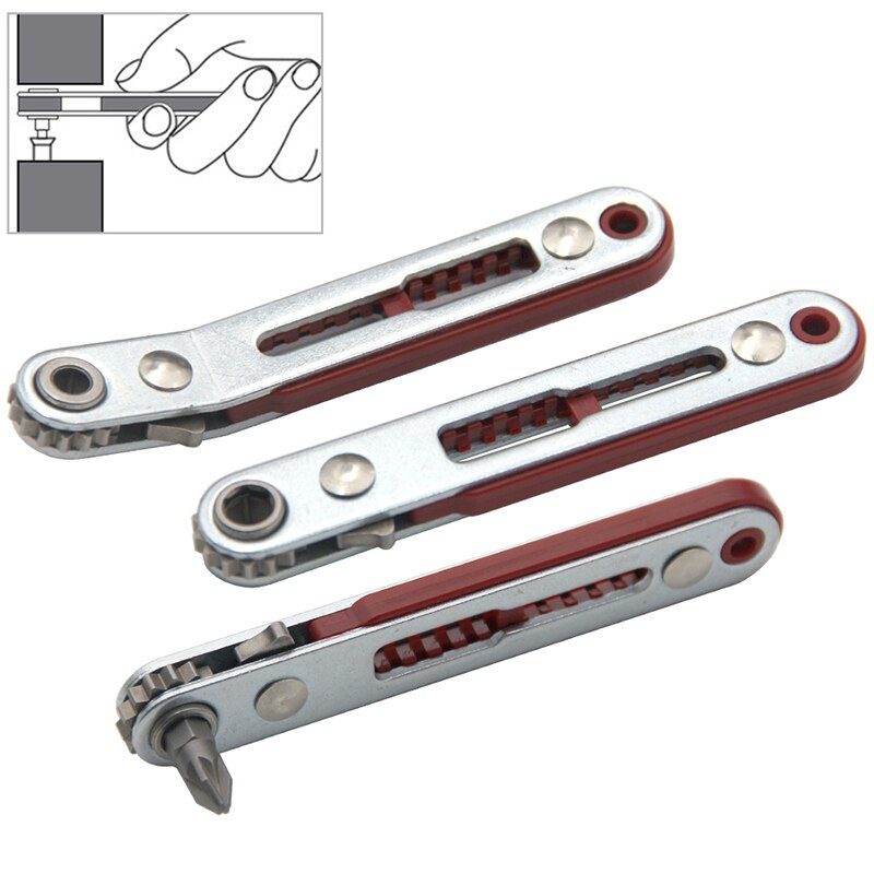 Multifunctional Bidirectional Ratchet Screwdriver Tool with Elbow and Flat Head Wrench