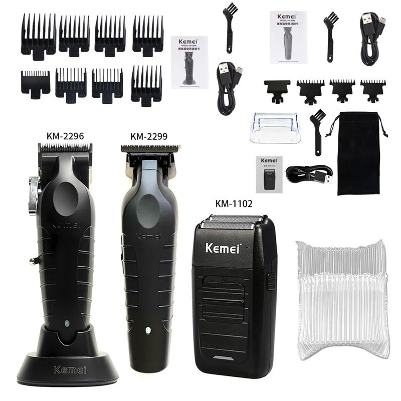 Professional Mens Hair Clipper Kit Rechargeable Electric Trimmer and Shaver