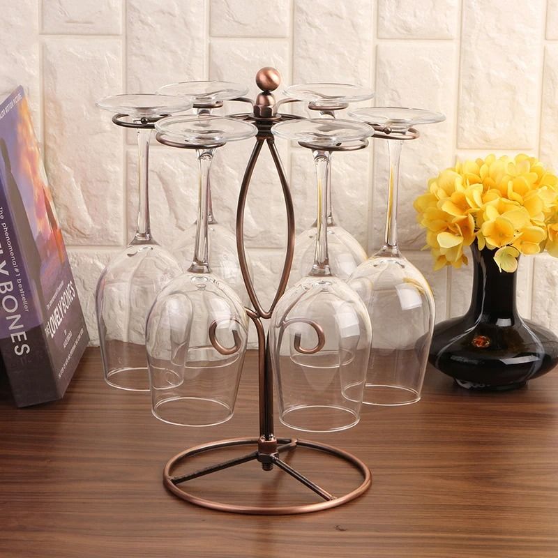 Countertop Wine Glass Rack for 6 Glasses Kitchen Storage and Home Decor