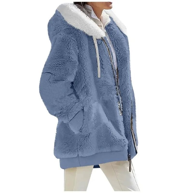 Autumn Winter Fashion Women Coat Casual Hooded Zipper Fleece Jacket