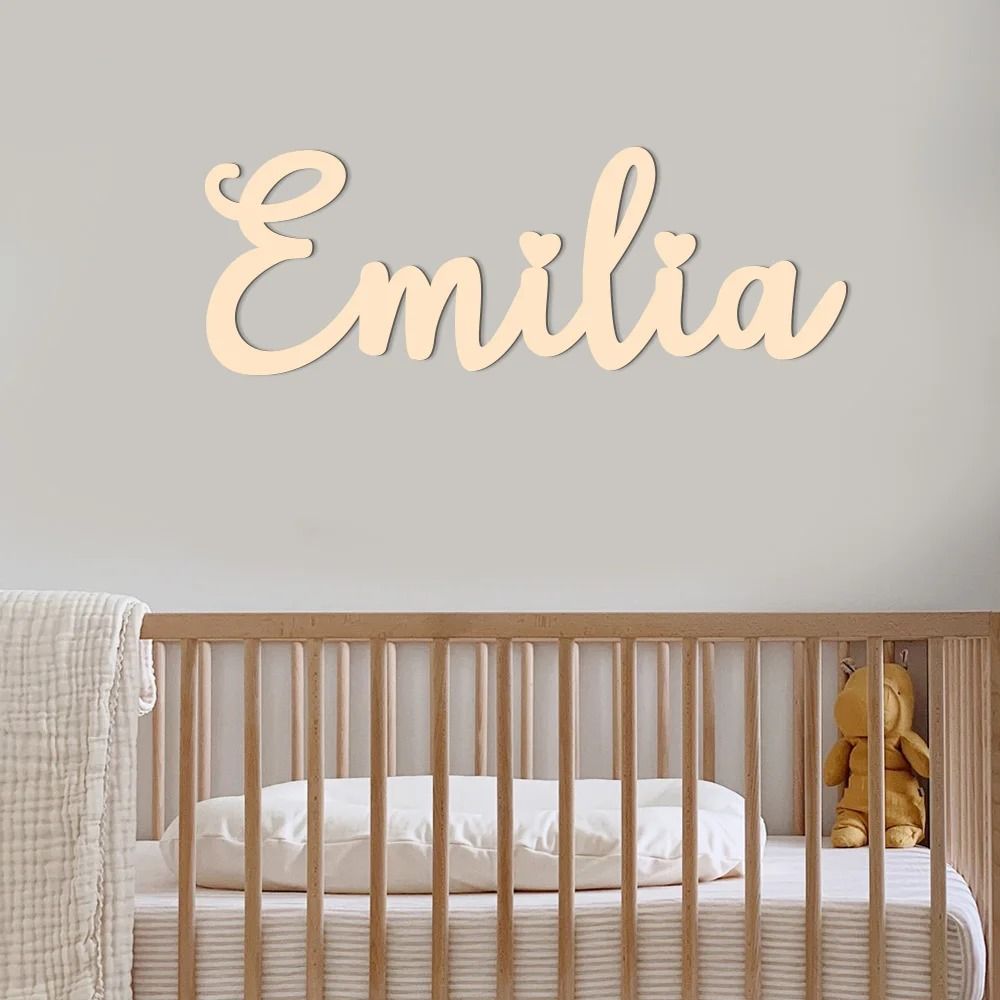 Personalized Wooden Name Sign – Natural Wood Wall Decor for Modern Nurseries & Bespoke Kids Rooms