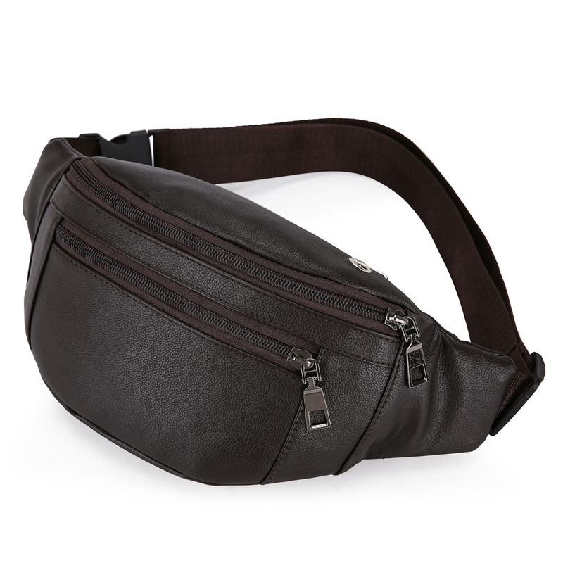 Fashionable PU leather Mens Chest Pack Shoulder Bag Small Crossbody Messenger Bag