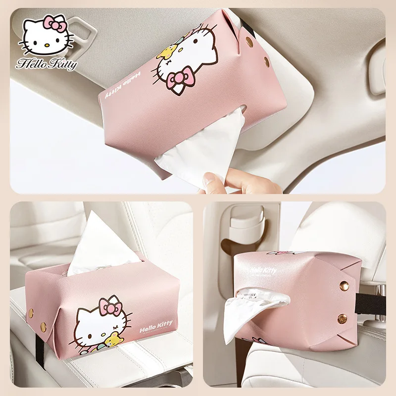 Hello Kitty Car Tissue Box, Sanrio Car Accessories, Universal Center Console Armrest Napkin Holder, Cute Car Decoration