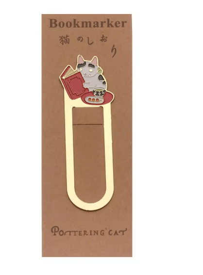 Gold Plated Cat Bookmark Folder Clip Cute Reading Label