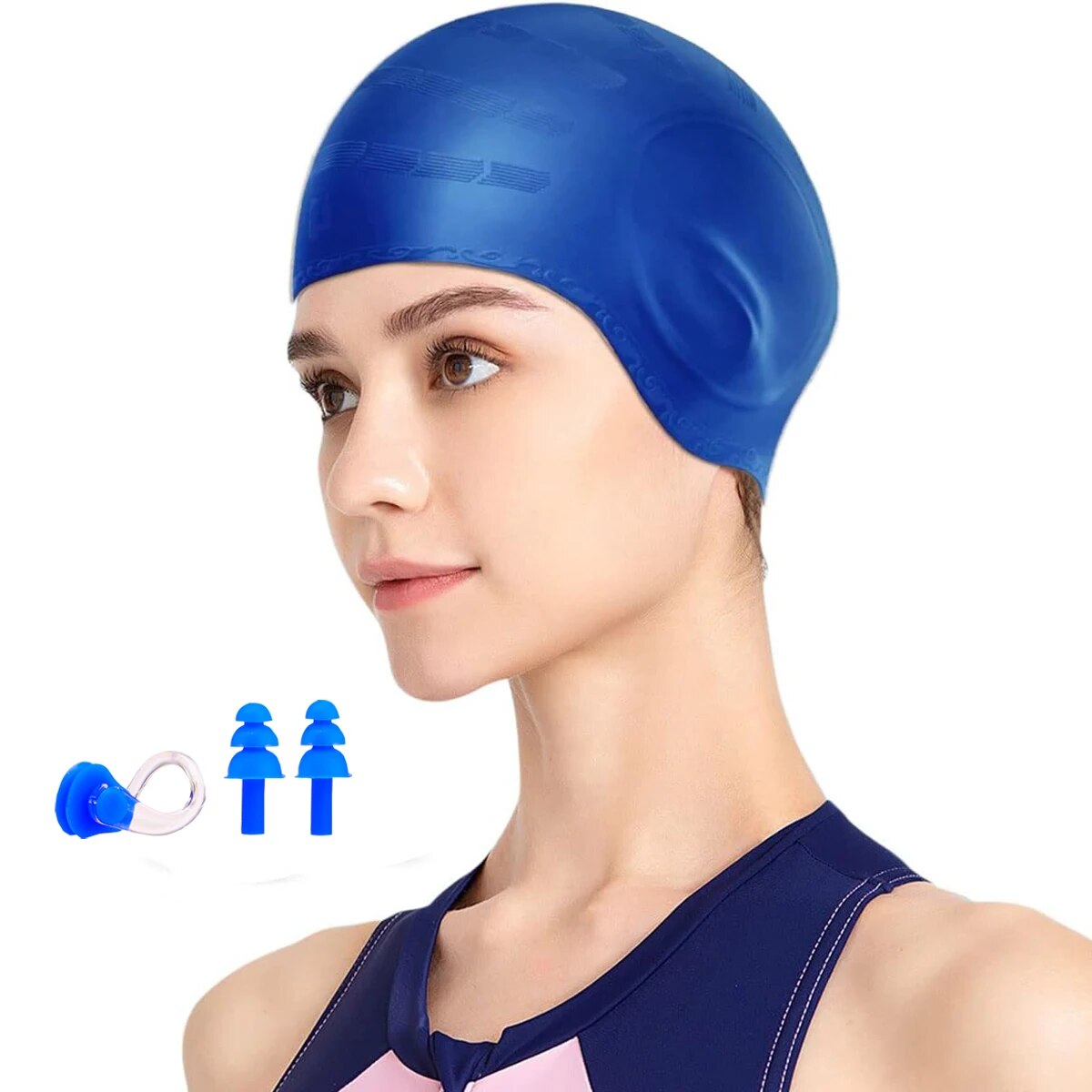 Silicone Waterproof Swimming Cap with Ear Protection for Men and Women