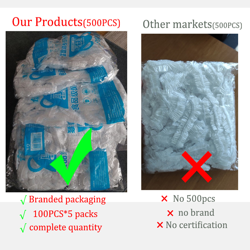 Disposable Food Lids, Elastic Plastic Wrap, Food Grade Covers, Bowls Caps, Food Fresh Saver, Shoe Cover, Shower Headgear