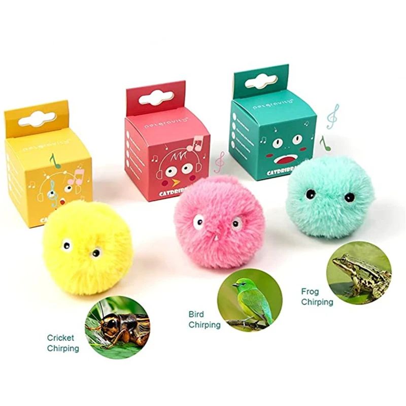 Interactive Ball Smart Cat Toy – Plush Electric Catnip Training Toy with Touch Sound & Squeak, Kitten Pet Product