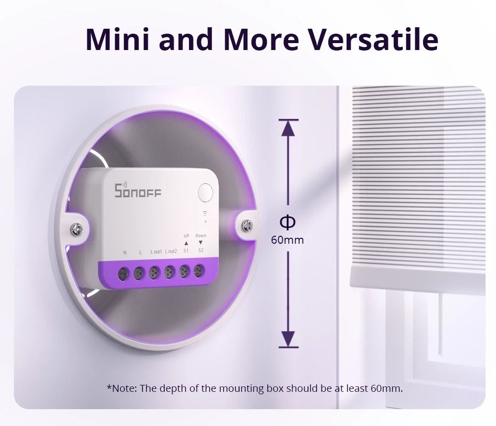 Sonoff Mini RBS Smart Curtain Roller Shutter Switch with Calibration and Scheduling