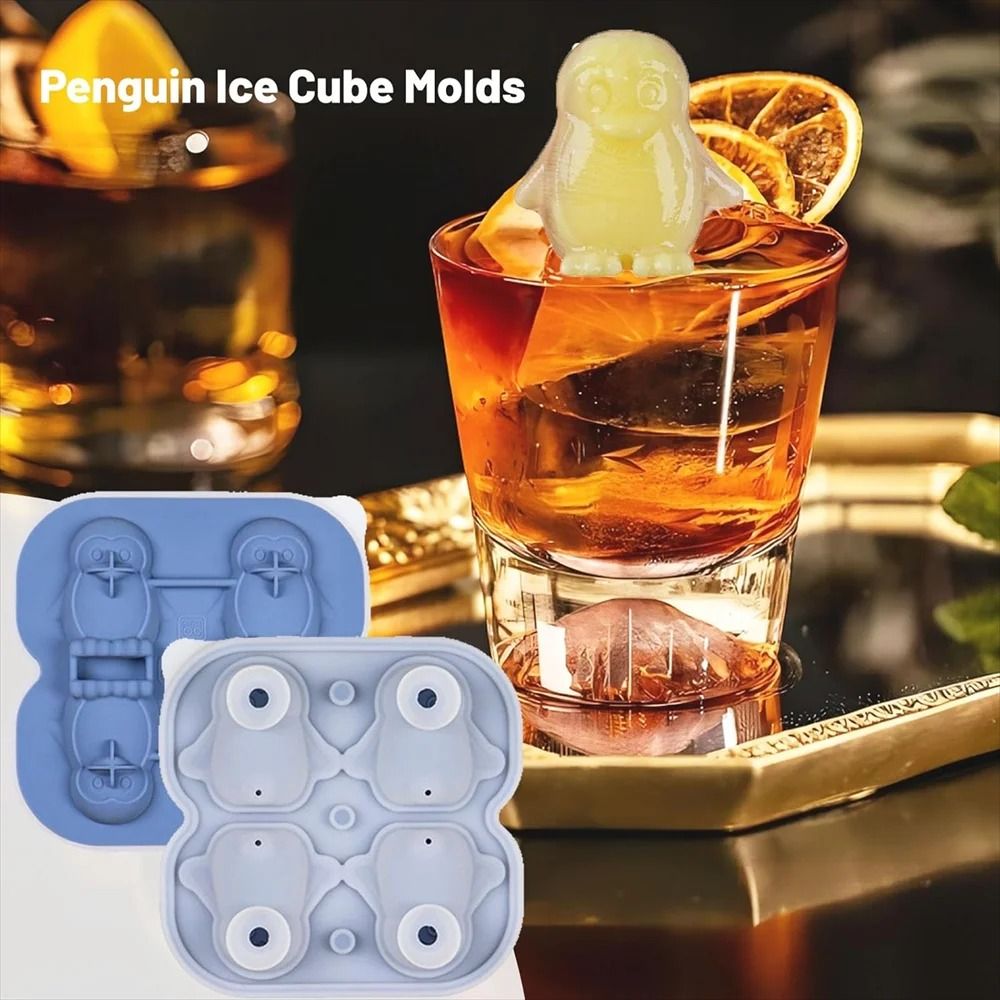Premium Penguin Silicone Ice Cube Tray – 3D Novelty Flower & Animal Mold with Leak-Proof Lid
