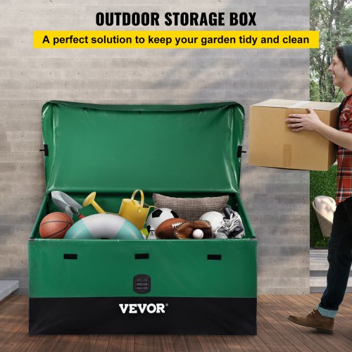 Heavy-Duty Patio Deck Box, 100 Gallon Waterproof Outdoor Storage Box with PE Tarpaulin & Ventilated Design