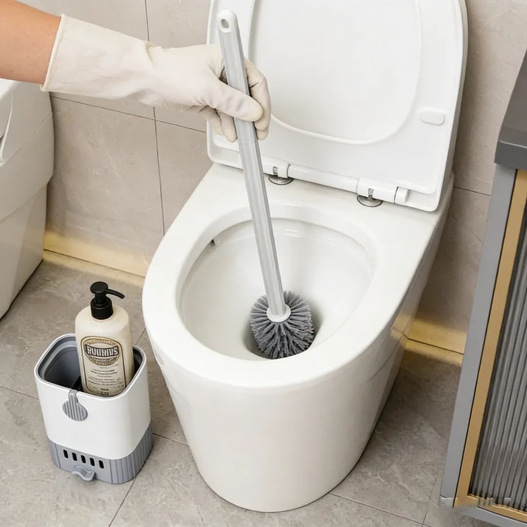 FlexReach Angled Toilet Scrubber Brush for Under Rim Deep Cleaning