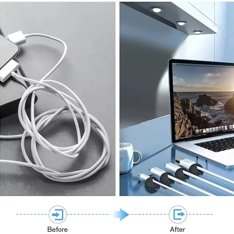 Silicone Organizer for USB Data Line, Cable Clips Phone Cord Holder, Earphone Charger Cord Winder