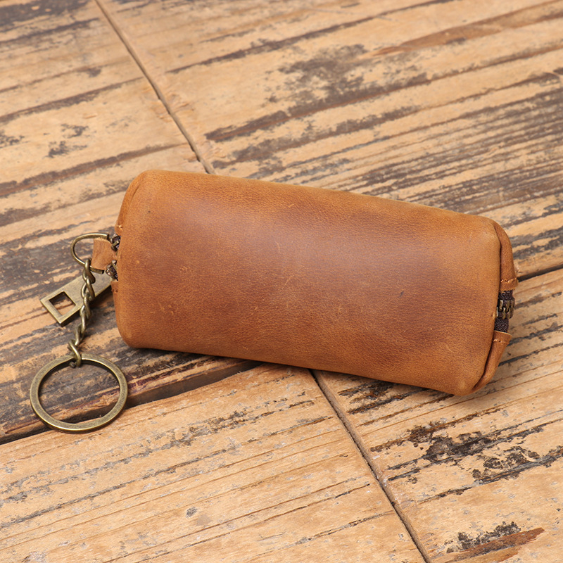 Retro Credit Card Holder, Vintage Genuine Leather Coin Purse Zipper, Women's Key Organizer Pouch, Clutch Wallet Card
