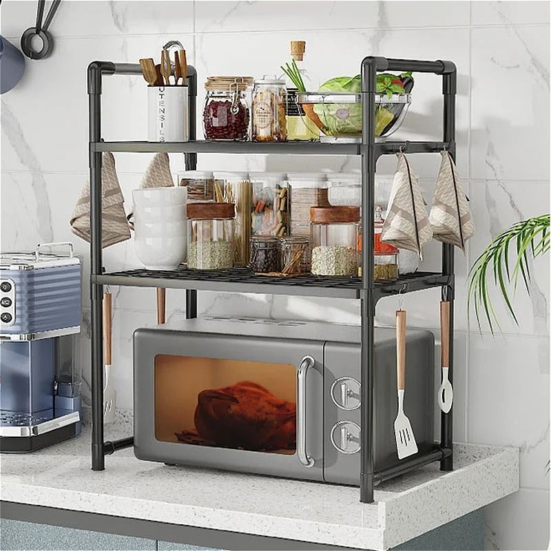 Multi Layer Kitchen Storage Rack Microwave Organizer Shelf