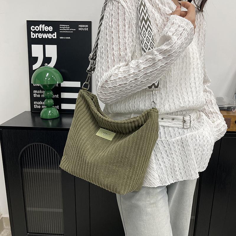 Stylish Corduroy Crossbody Tote Bag Large Capacity Simple Fashion for Women