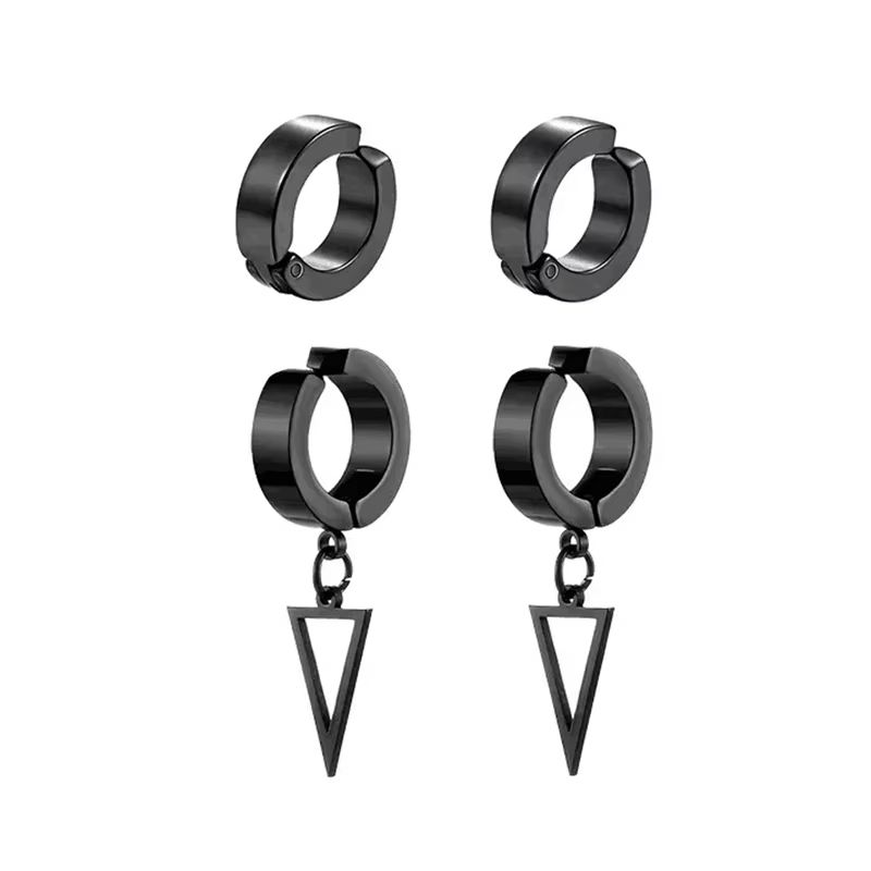 Mens Punk Cross Magnetic Earrings Set Stainless Steel Non Piercing 5 Pairs